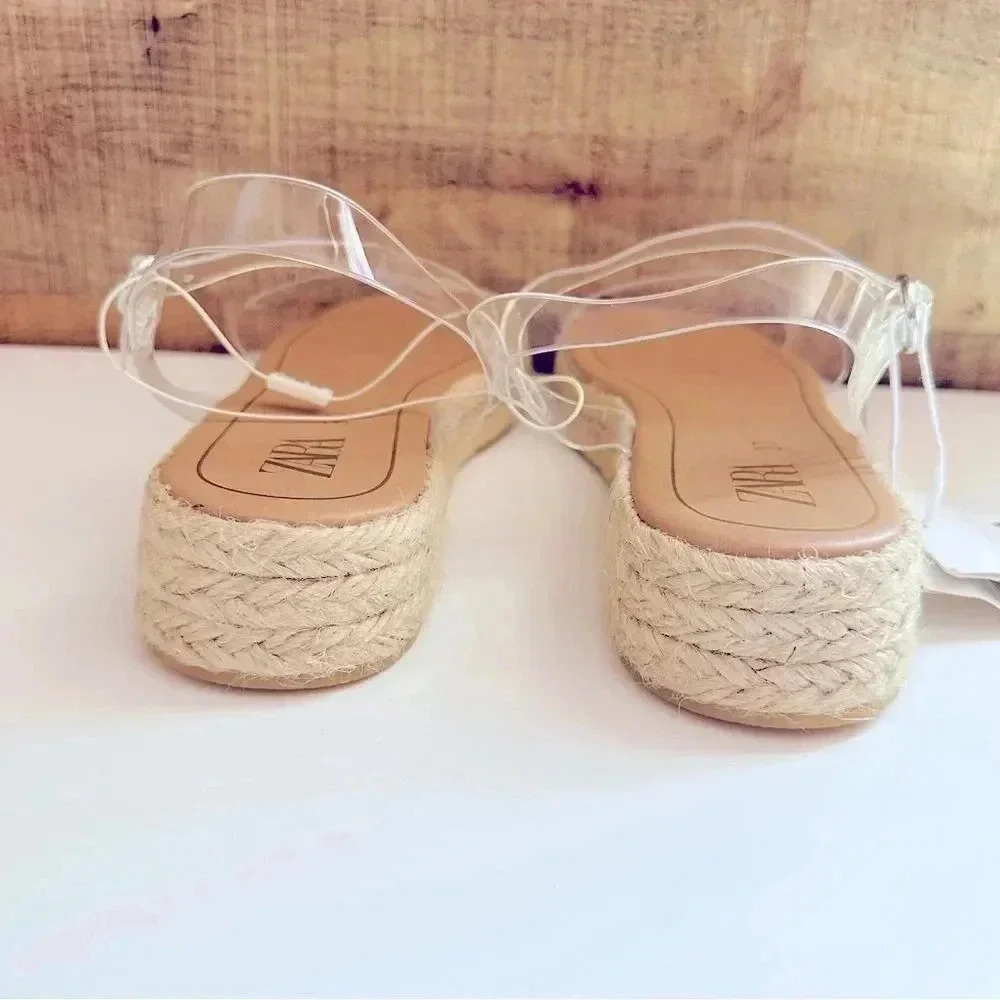 NWT Zara Vinyl Espadrille Sandals - Picture 6 of 9